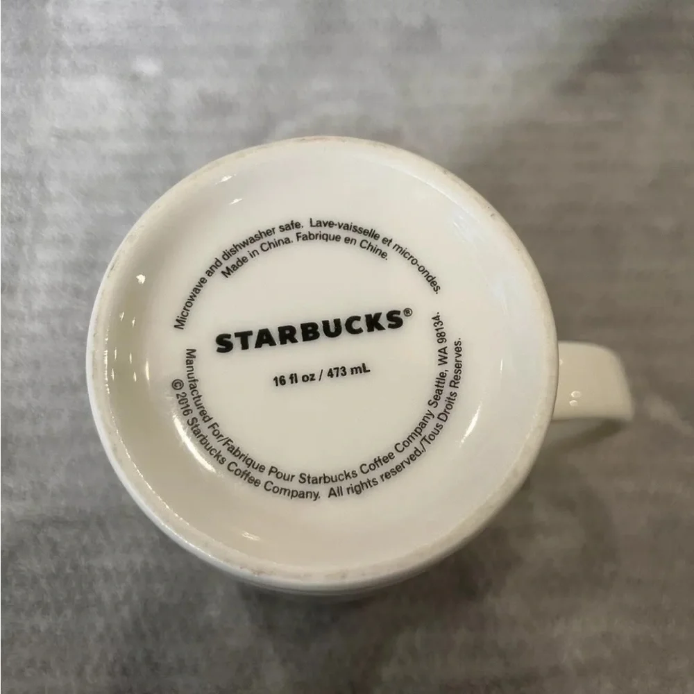 Starbucks Coffee or Tea Mug 2016 Green Knit Sweater Snowflake Design 16 fl. oz